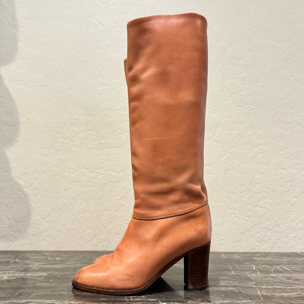Renzo Fontanelli Leather Stovepipe Knee High Boots